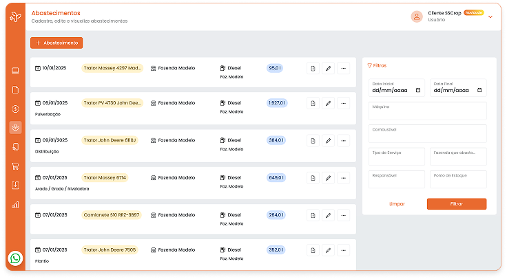 controle de abastecimentos de máquinas agrícolas para redução de custos e economia na safra