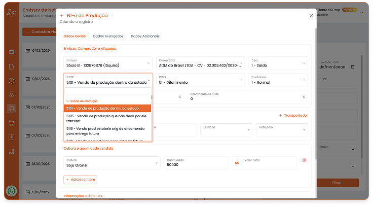 emissão de notas fiscais para produtor rural, NF-e para venda e transferência agrícola, gestão de notas fiscais para fazenda