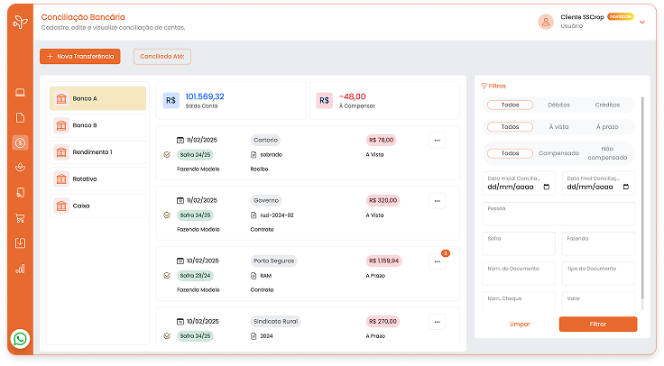 Conciliação bancária para precisão financeira, redução de desperdícios e melhor gestão de custos na propriedade rural