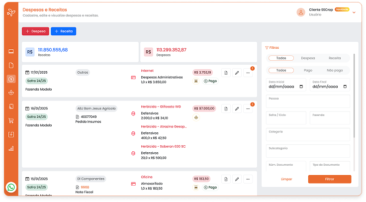 Controle de despesas e receitas na fazenda para eficiência operacional, previsibilidade financeira e crescimento sustentável