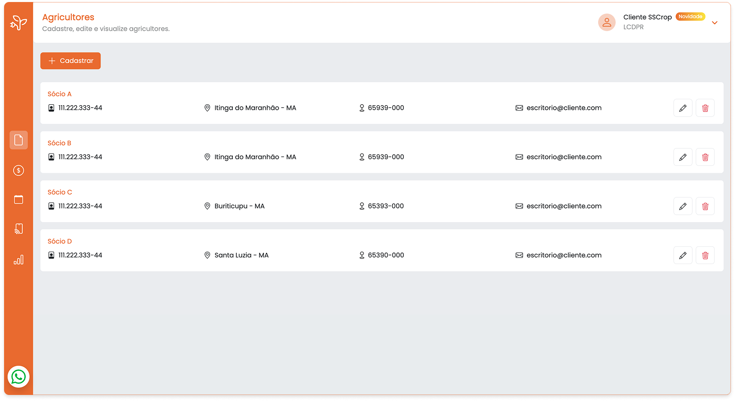LCDPR múltiplos produtores rurais, controle financeiro individualizado produtor rural, gestão automatizada despesas e receitas