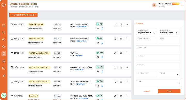 emissor de notas fiscais eletrônicas (nfe) para produtores rurais e agricultures